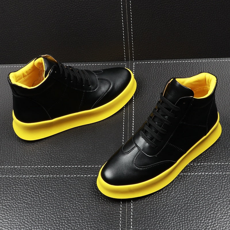 Solid Casual High Top Style Men Sneakers