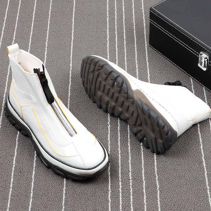High Top Microfiber with Zipper Thick Bottom Sneaker