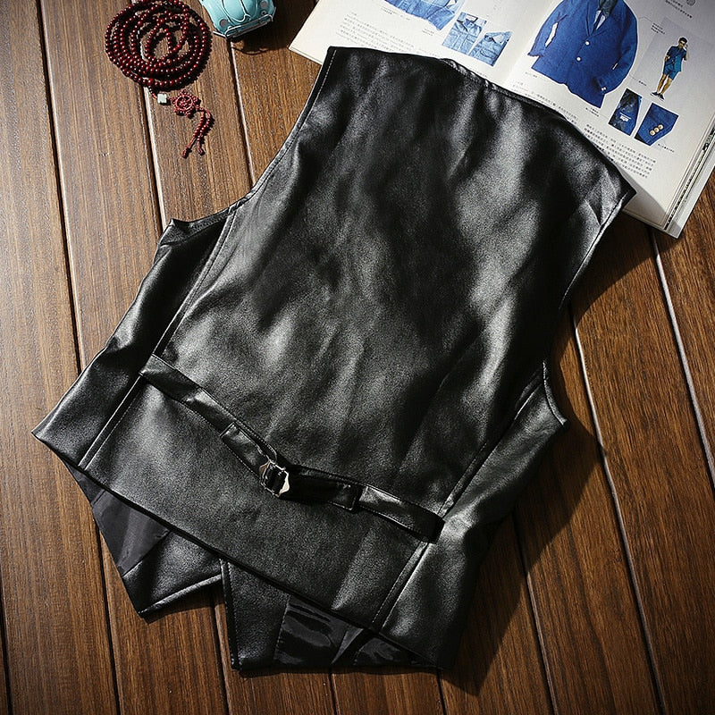 Solid Color Faux Leather Vest