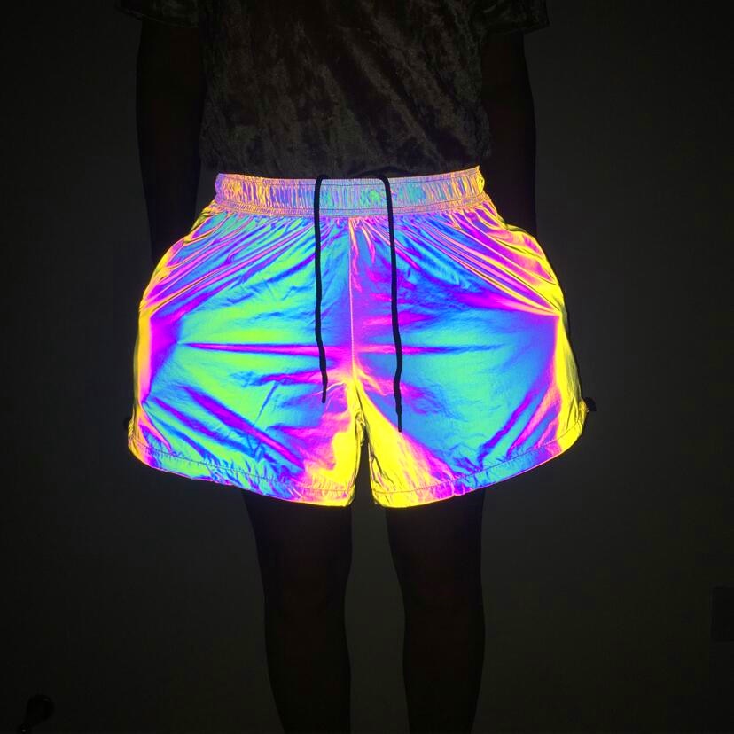 Rainbow Color Reflective Summer Shorts
