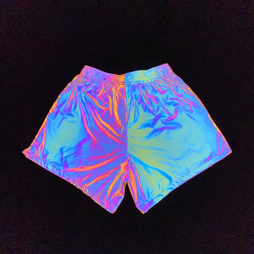 Rainbow Color Reflective Summer Shorts