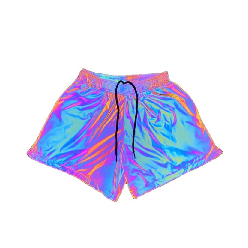Rainbow Color Reflective Summer Shorts