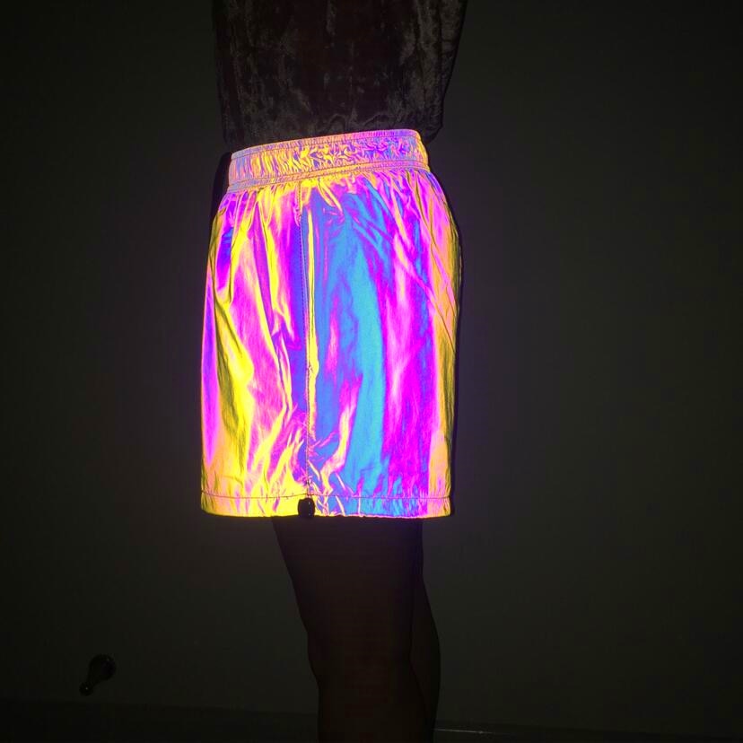 Rainbow Color Reflective Summer Shorts