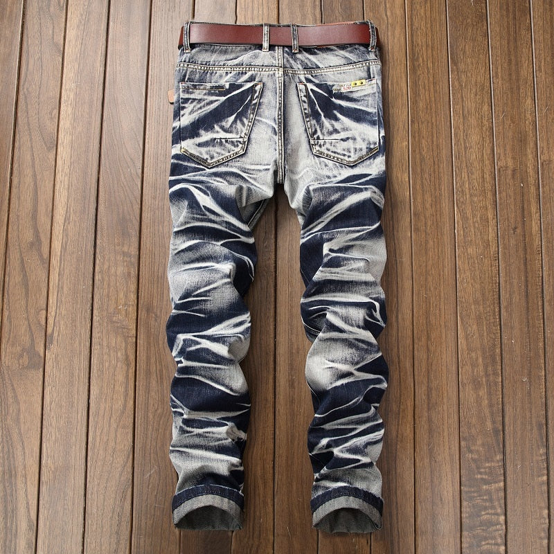 Abstract Wave Camouflage Pattern Jeans