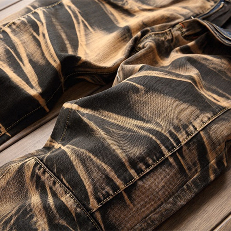 Abstract Wave Camouflage Pattern Jeans