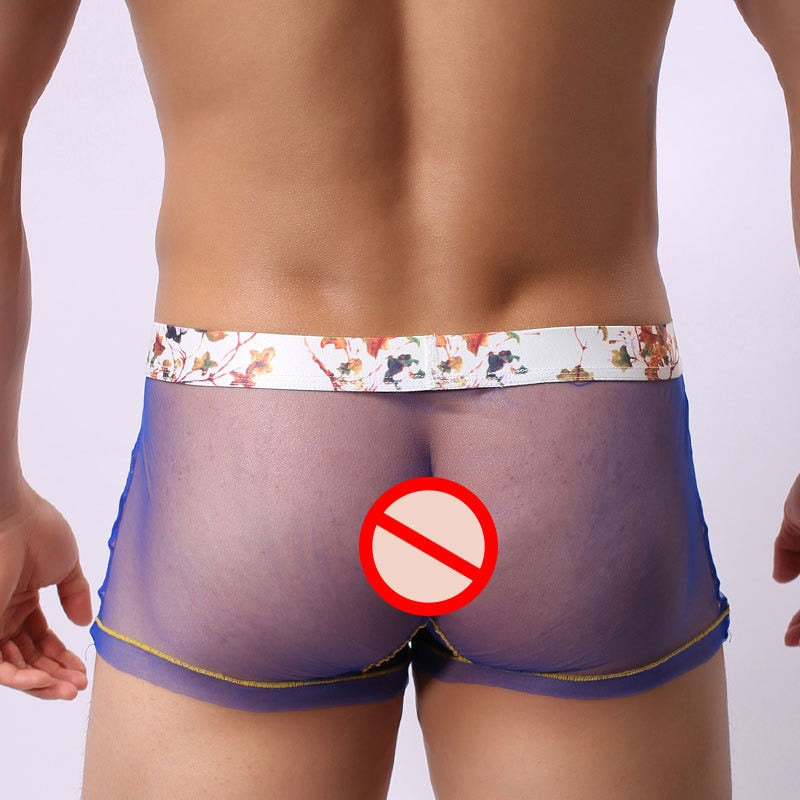 Floral Printed Mesh Convex Underwear