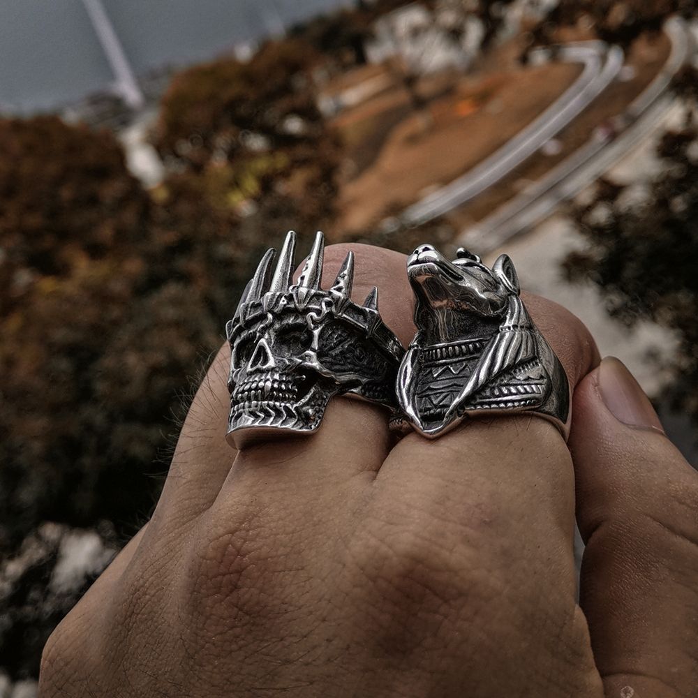 King Crown Skull Stainless Steel Biker Punk Style Men Fashion Rings