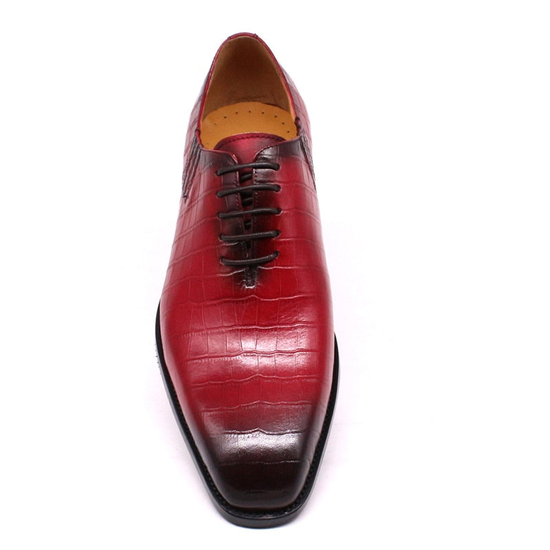 Gradation Leather Alligator Look Men Oxford Shoes