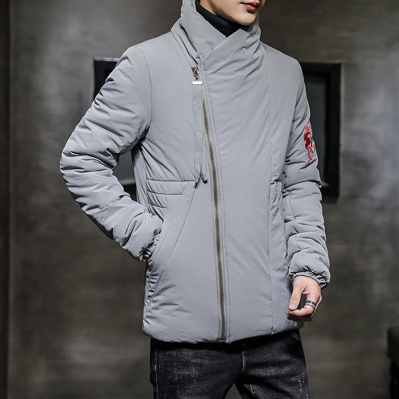 Solid Color with Chinese Style Embroidery Men Padded Jacket