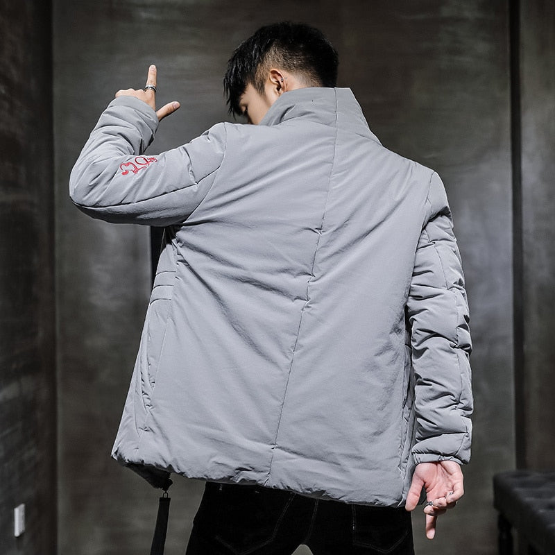 Solid Color with Chinese Style Embroidery Men Padded Jacket