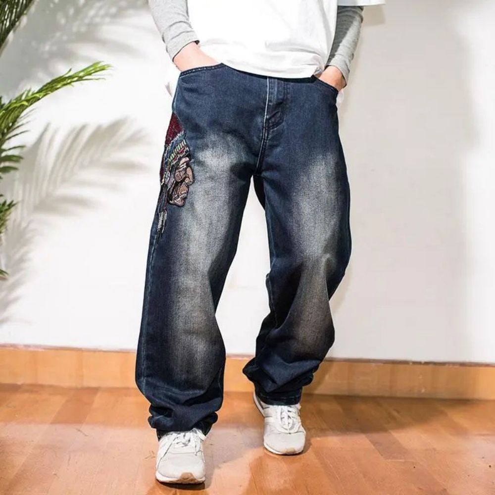 Embroidery Indian Ethnic Denim Men Jeans