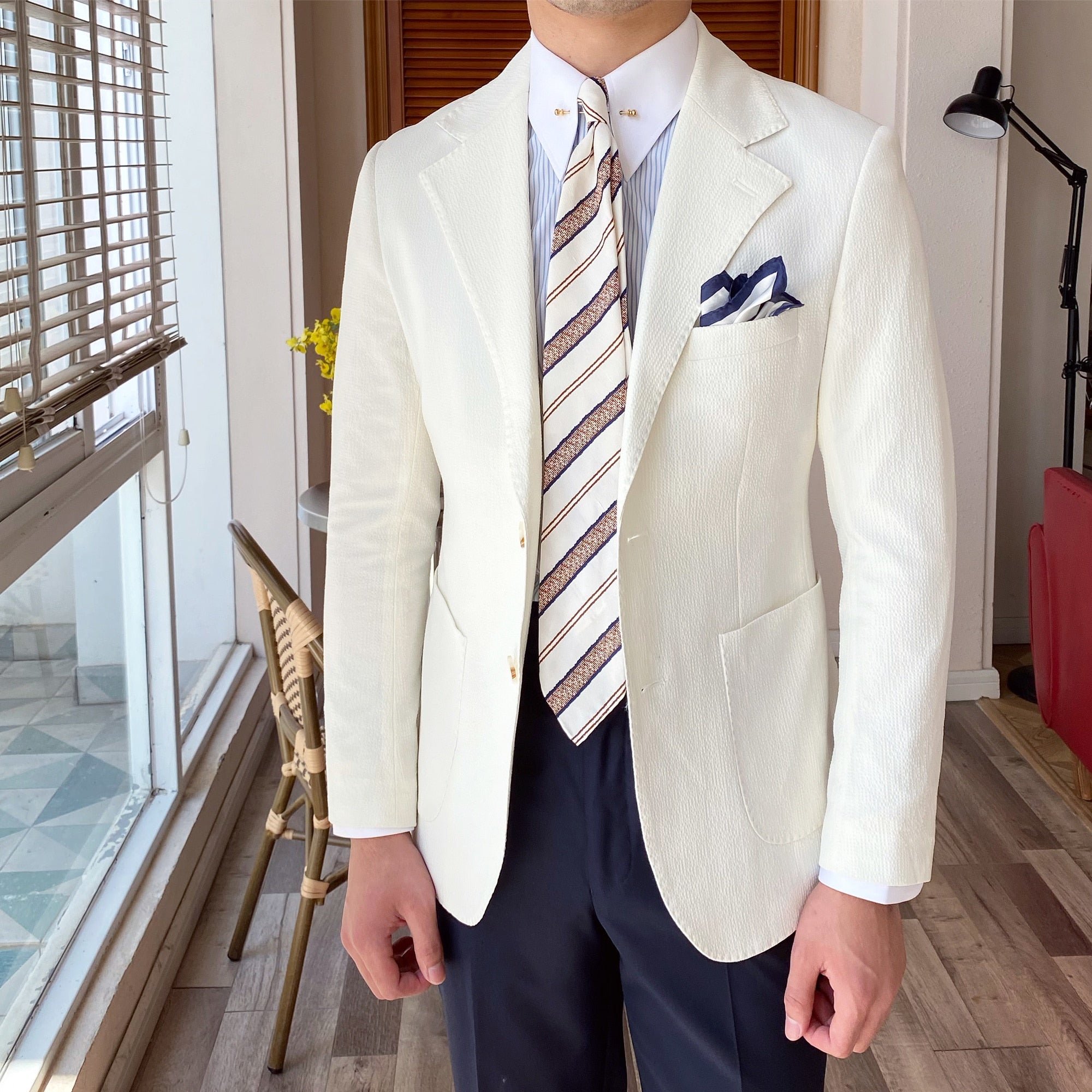 Plain White European Style Social Club Blazer