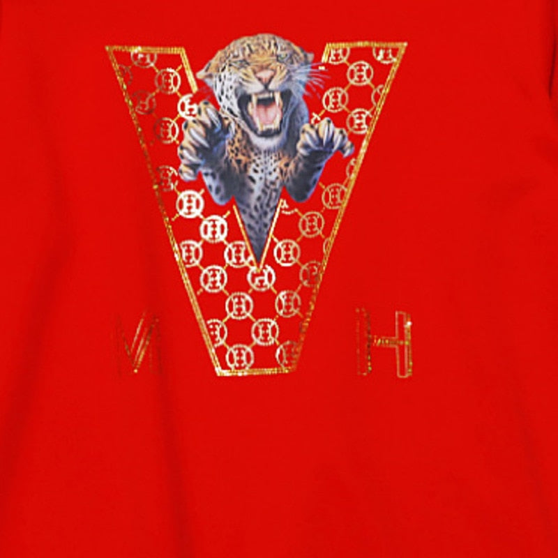 European Tiger Letter Printed Sweater