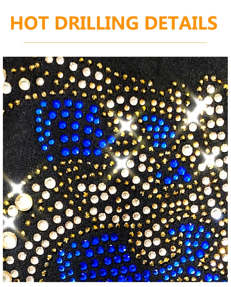 Tiger Hot Drill Rhinestone Decorated Hoodies