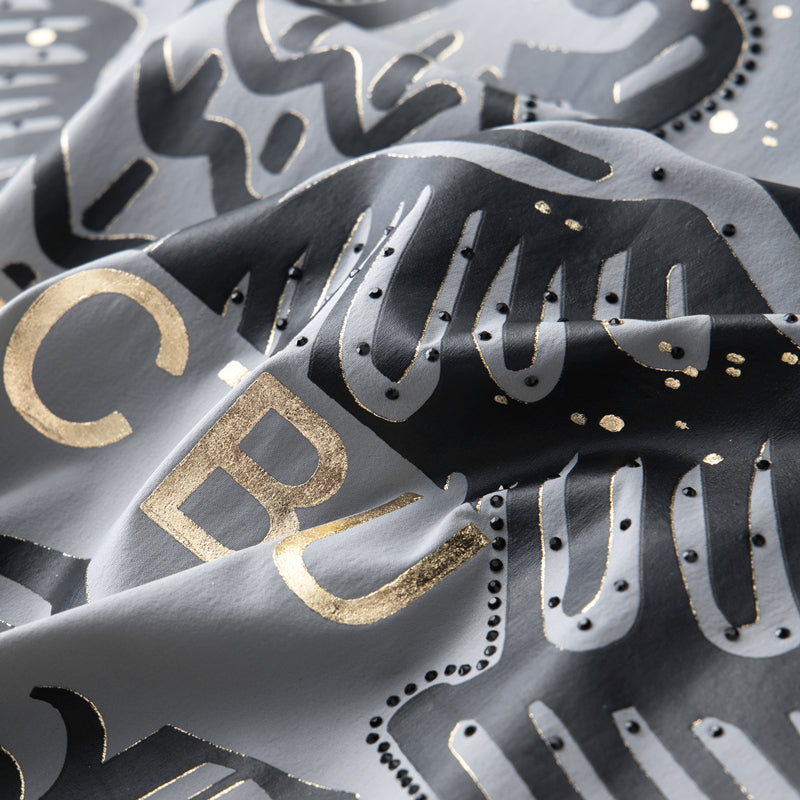 Printed & Rhinestone Decoration Gray Shirt