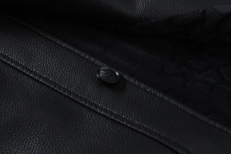 Classic Solid Color Faux Leather Coat