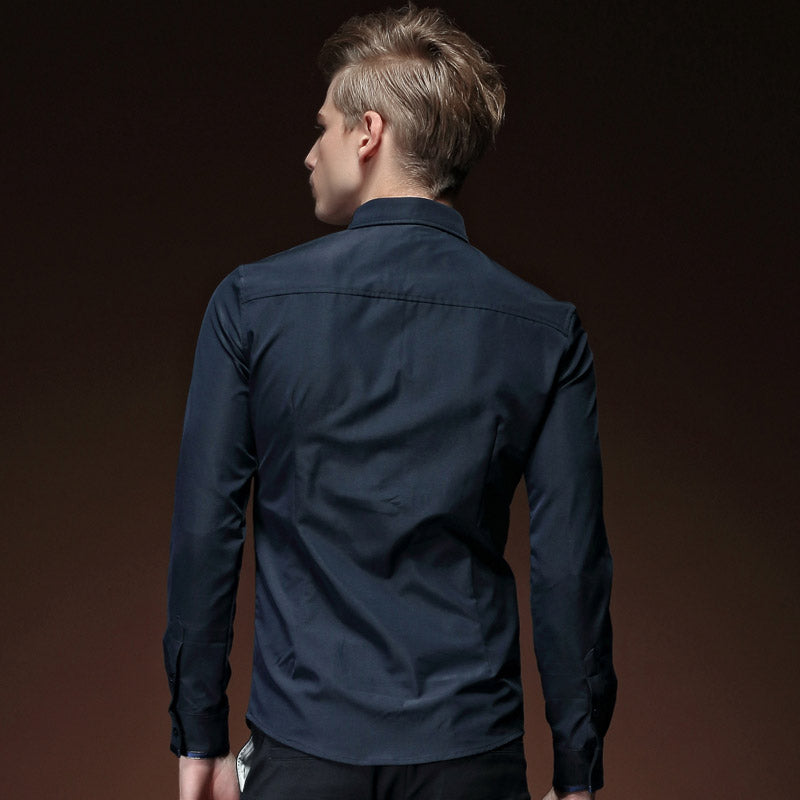 Royal Floral Pattern on Upper Chest Men Slim Fit Dandy Shirt