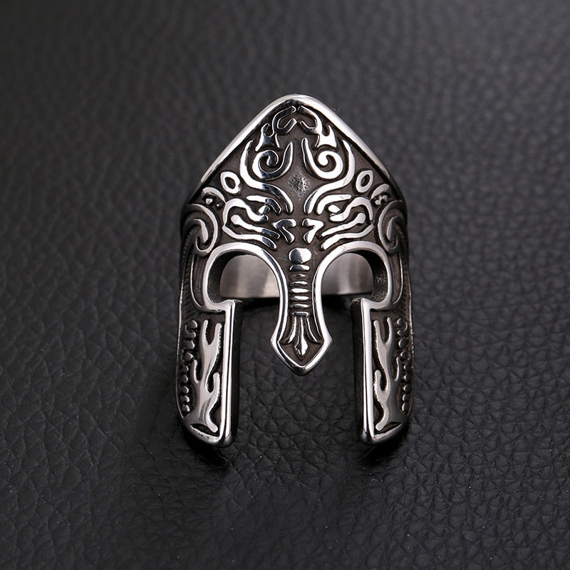 Viking Totem Amulet Mask Design Metal Ring