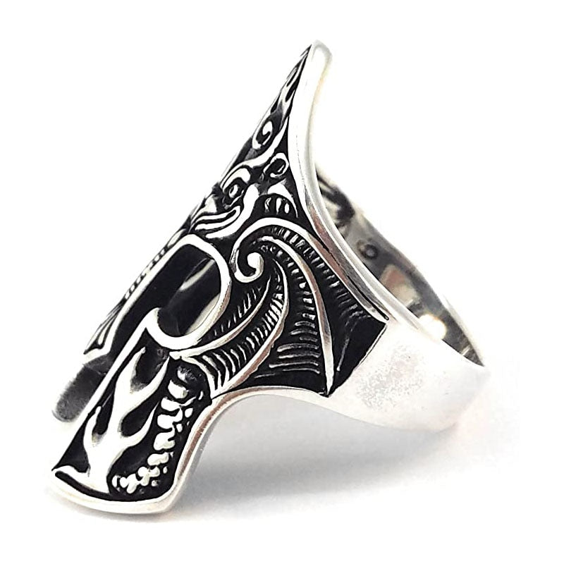 Viking Totem Amulet Mask Design Metal Ring