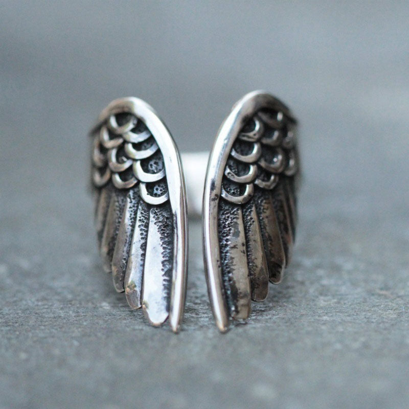 Vintage Angel Wings Cemented Carbide Ring