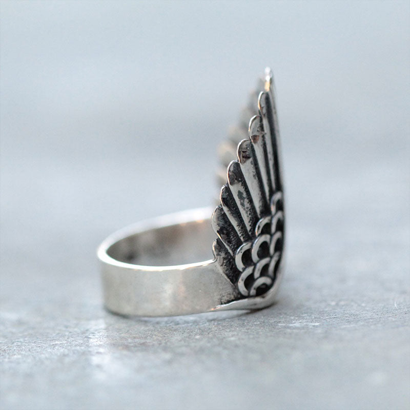 Vintage Angel Wings Cemented Carbide Ring
