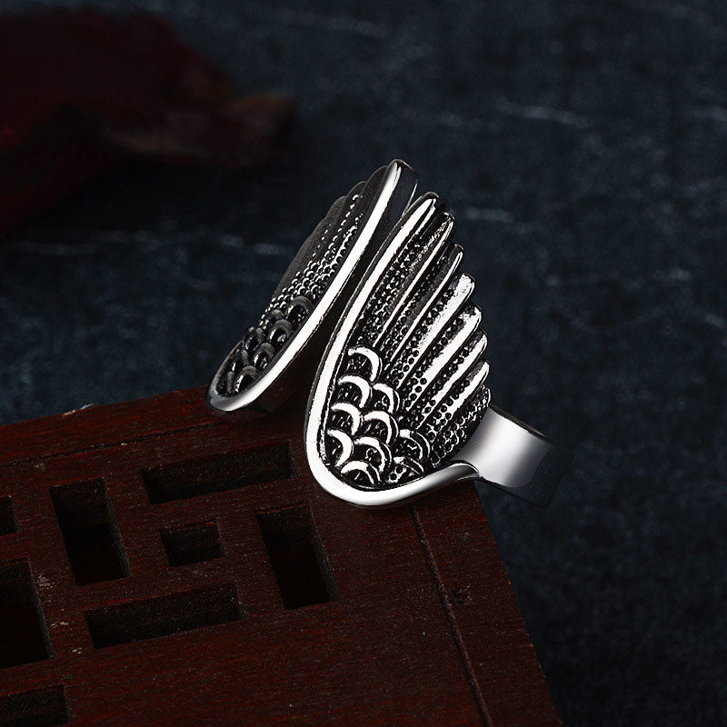 Vintage Angel Wings Cemented Carbide Ring