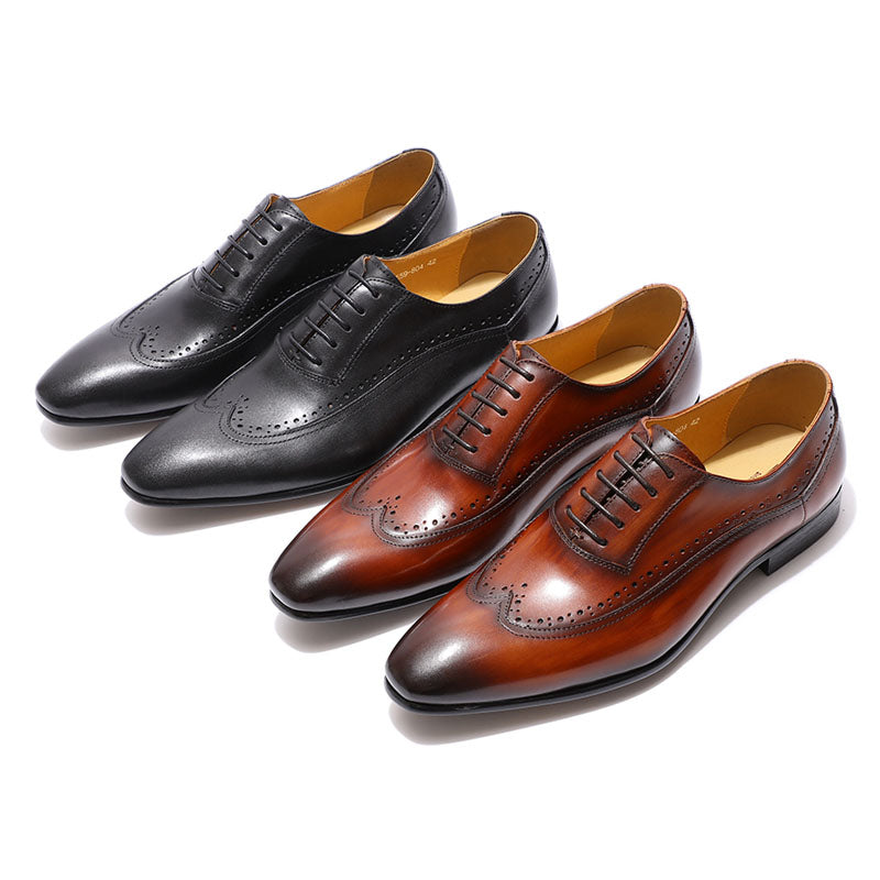 Simple Classic Long Wing Tip Men Oxford Business Shoes
