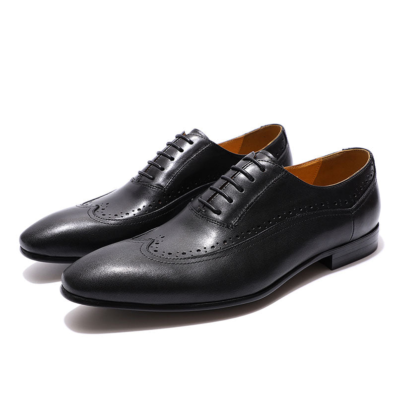 Simple Classic Long Wing Tip Men Oxford Business Shoes