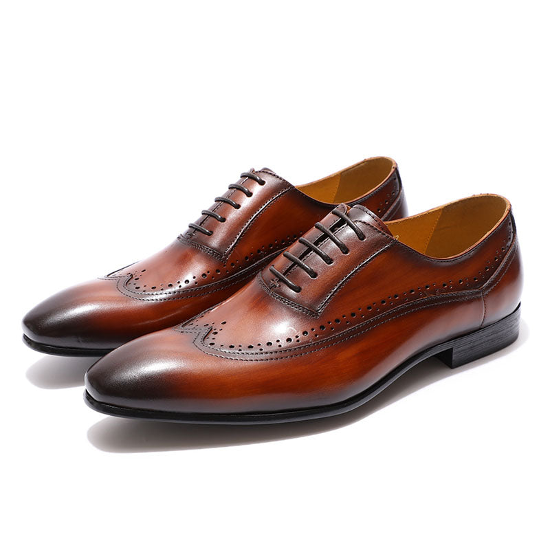 Simple Classic Long Wing Tip Men Oxford Business Shoes