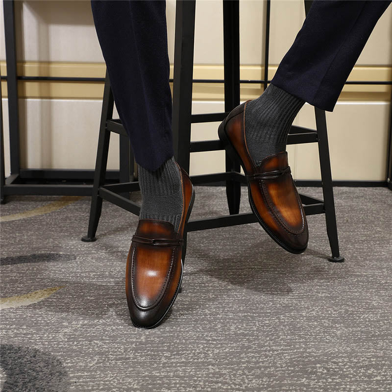 Black Brown Slip On Leather Business Style Men Shoes