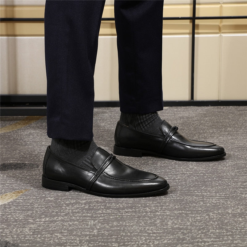 Black Brown Slip On Leather Business Style Men Shoes