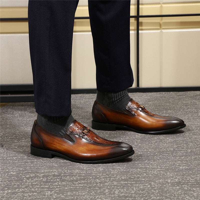 Genuine Leather Crafted Bicycle Toe Design Men Loafers Shoes