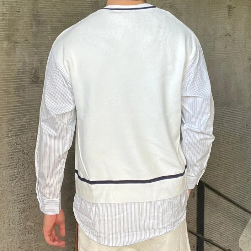 Fake Two Pieces Contrasting Colors Sweatshirt