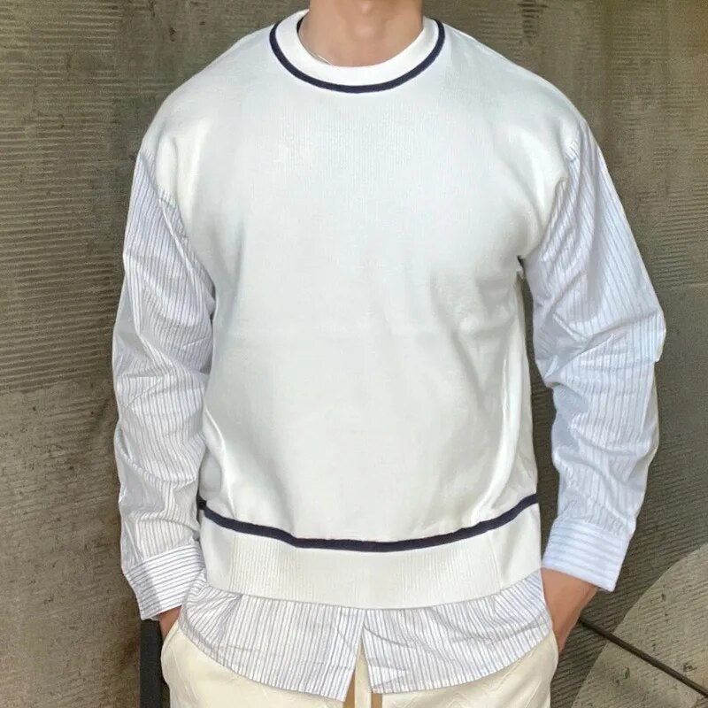 Fake Two Pieces Contrasting Colors Sweatshirt