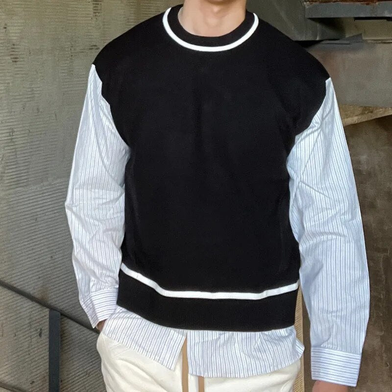 Fake Two Pieces Contrasting Colors Sweatshirt