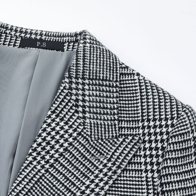 Korean Style Plaid Double Breasted Coat