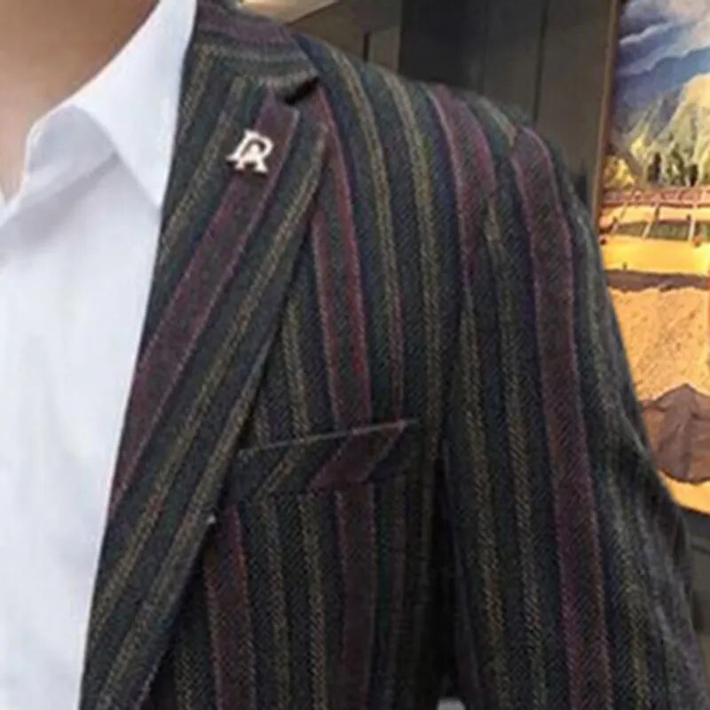 Black Vertical Stripes Pattern Blazer