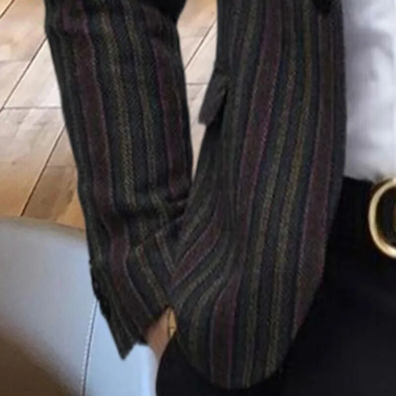 Black Vertical Stripes Pattern Blazer