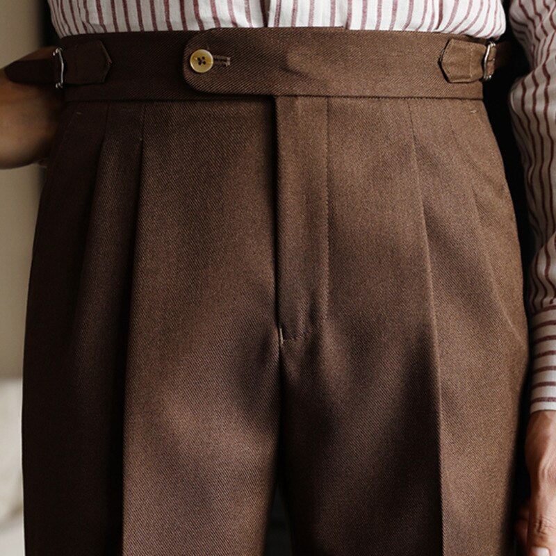 Solid Slim Fit Polyester Trousers