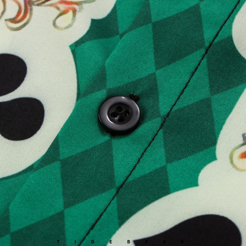 Poker Jade Pattern Collar Shirt