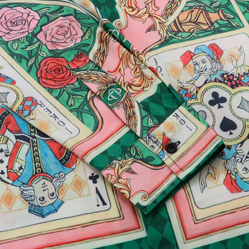 Poker Jade Pattern Collar Shirt