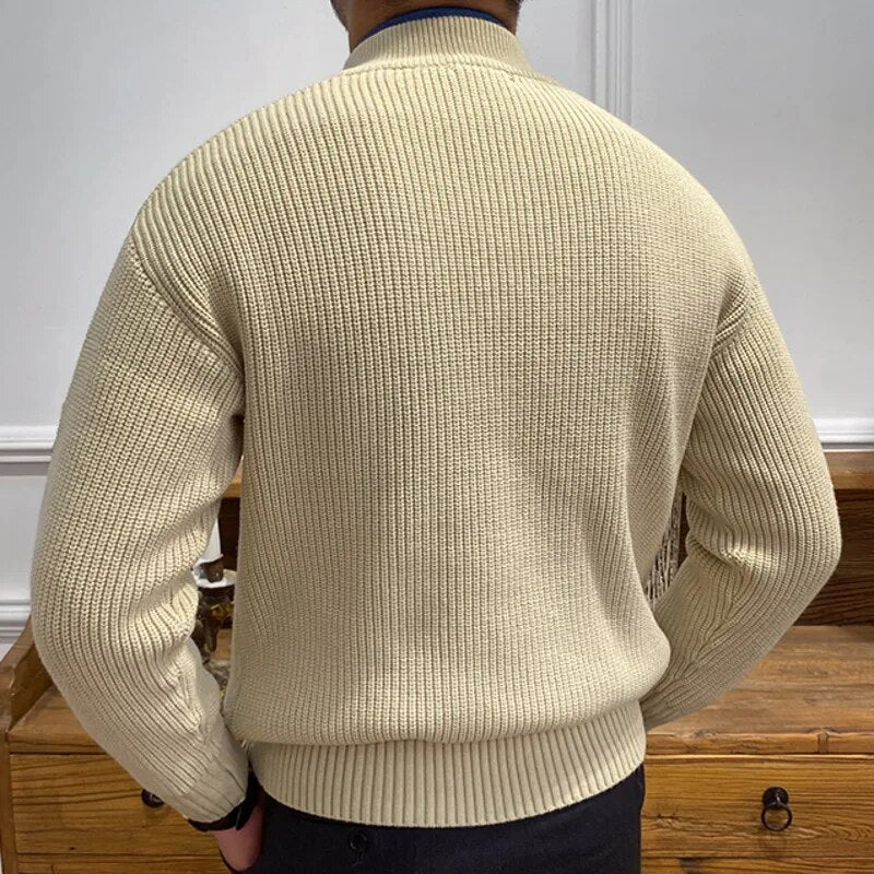 Pocket Knitted Button Sweatshirt