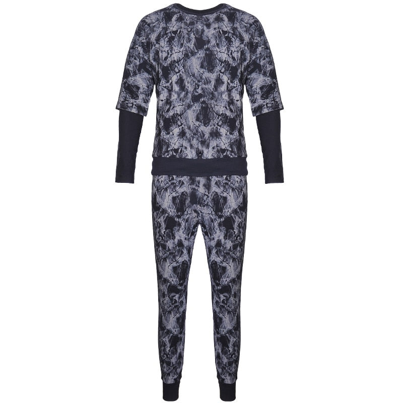 Crumple Tie Dye Faux Two Pieces Men Sweatsuit