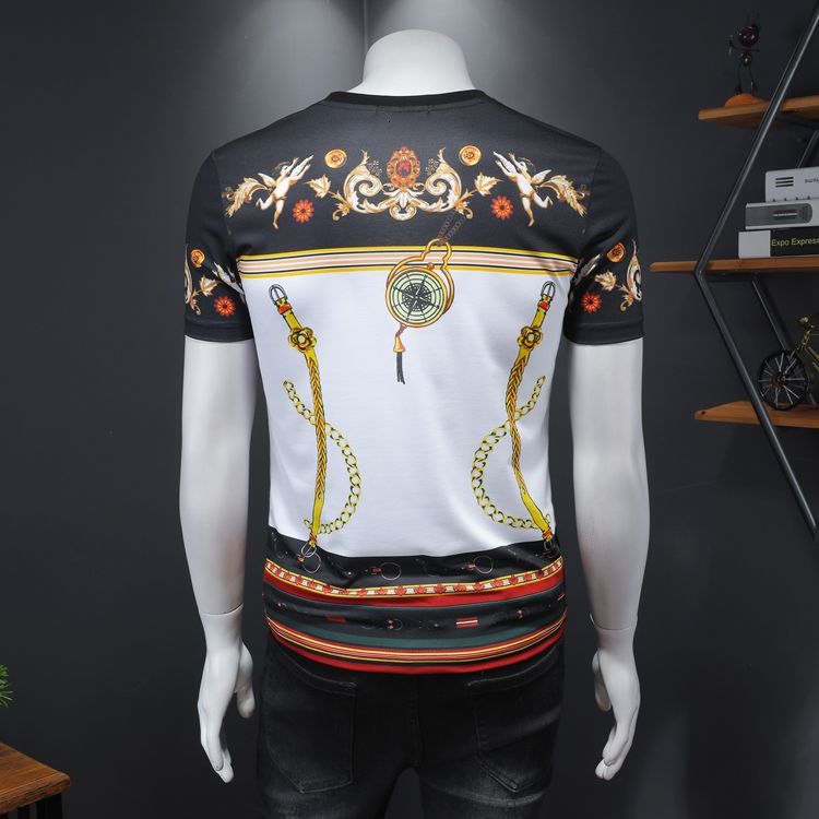Horse Compass Baroque Style Printed T-Shirt
