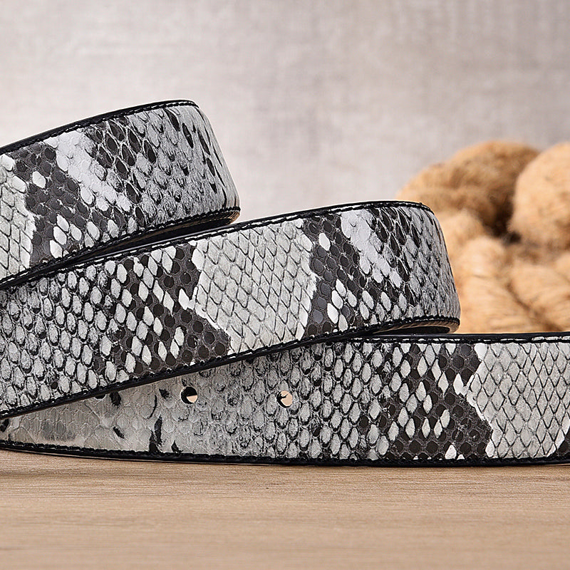 White Grey Animal Skin Pattern Style Belt