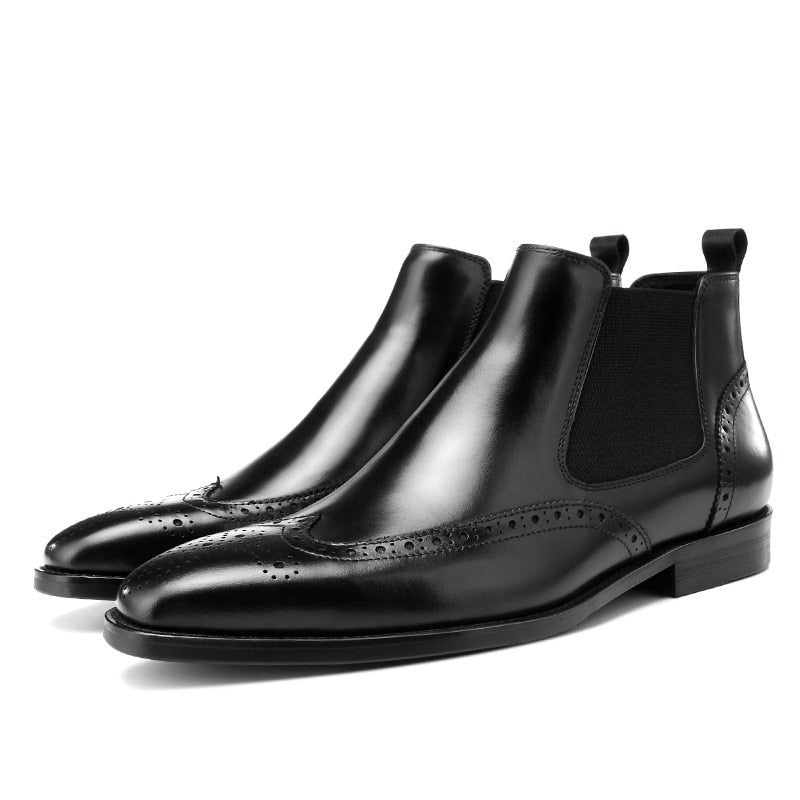 Solid Smooth in Pointed Toe Men Leather Ankle Boots