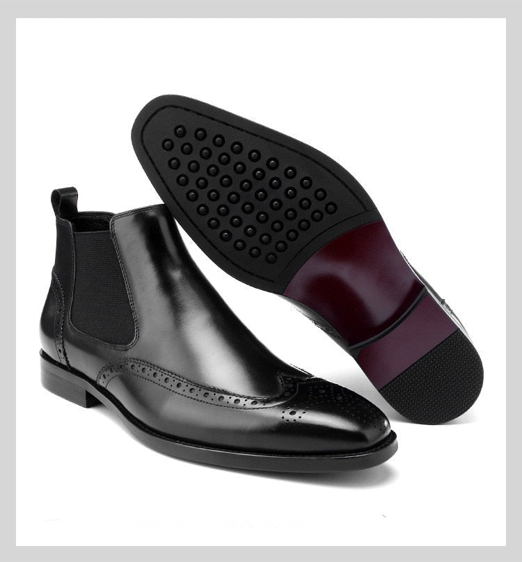 Solid Smooth in Pointed Toe Men Leather Ankle Boots