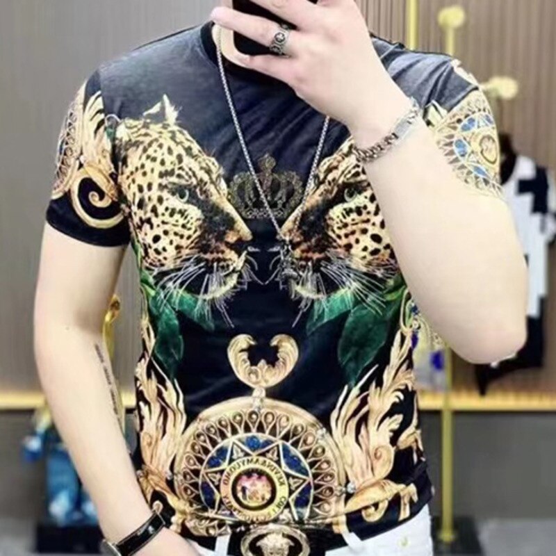 Double Leopard Head Print T-Shirt