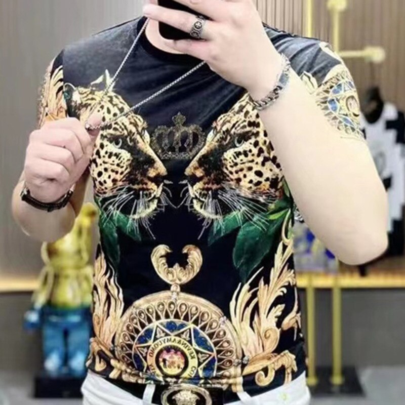 Double Leopard Head Print T-Shirt