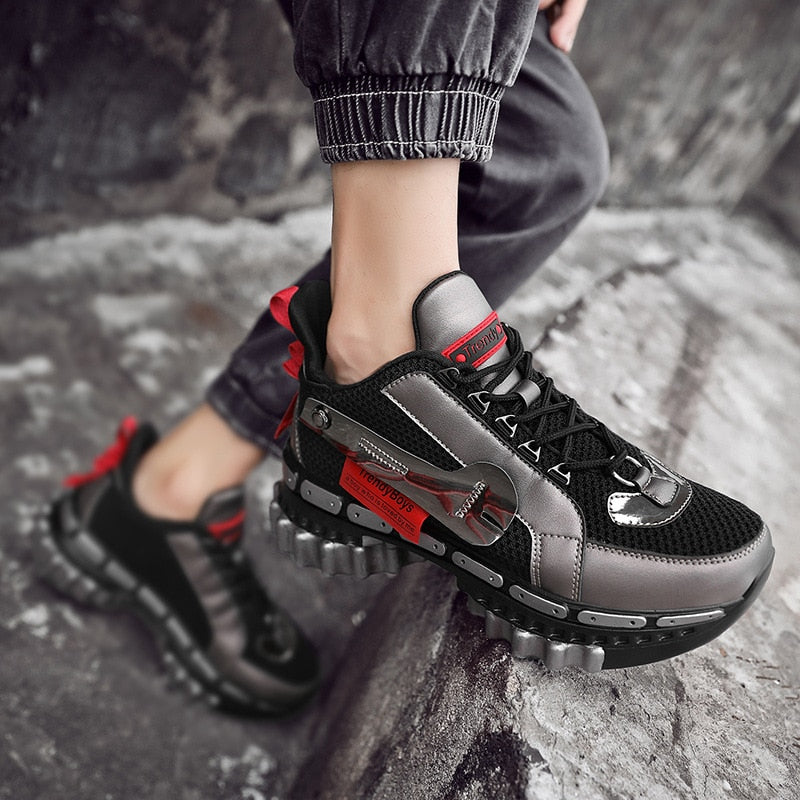 Mesh Geometric Breathable Lace Up Men Sneaker